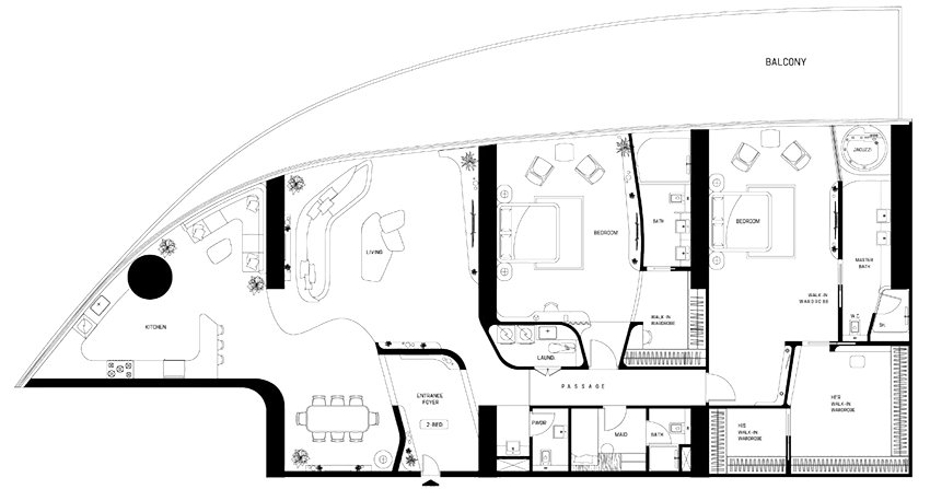 Bugatti Residences 2 Bedroom Apartment Floor Plan