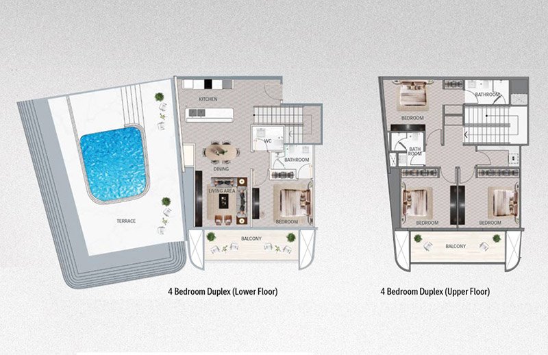 Binghatti Mercedes Benz Places 4BR Duplex Floor Plan
