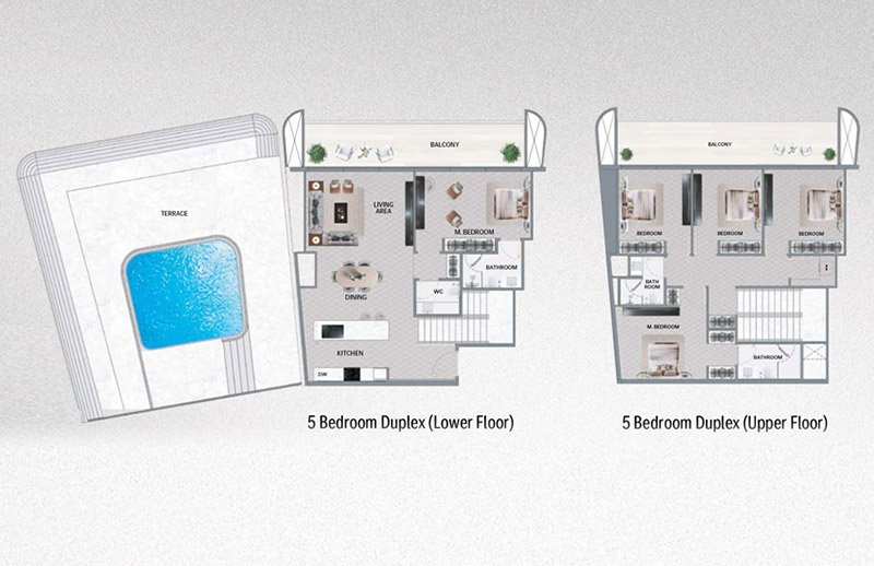 Binghatti Mercedes Benz Places 5BR Duplex Floor Plan